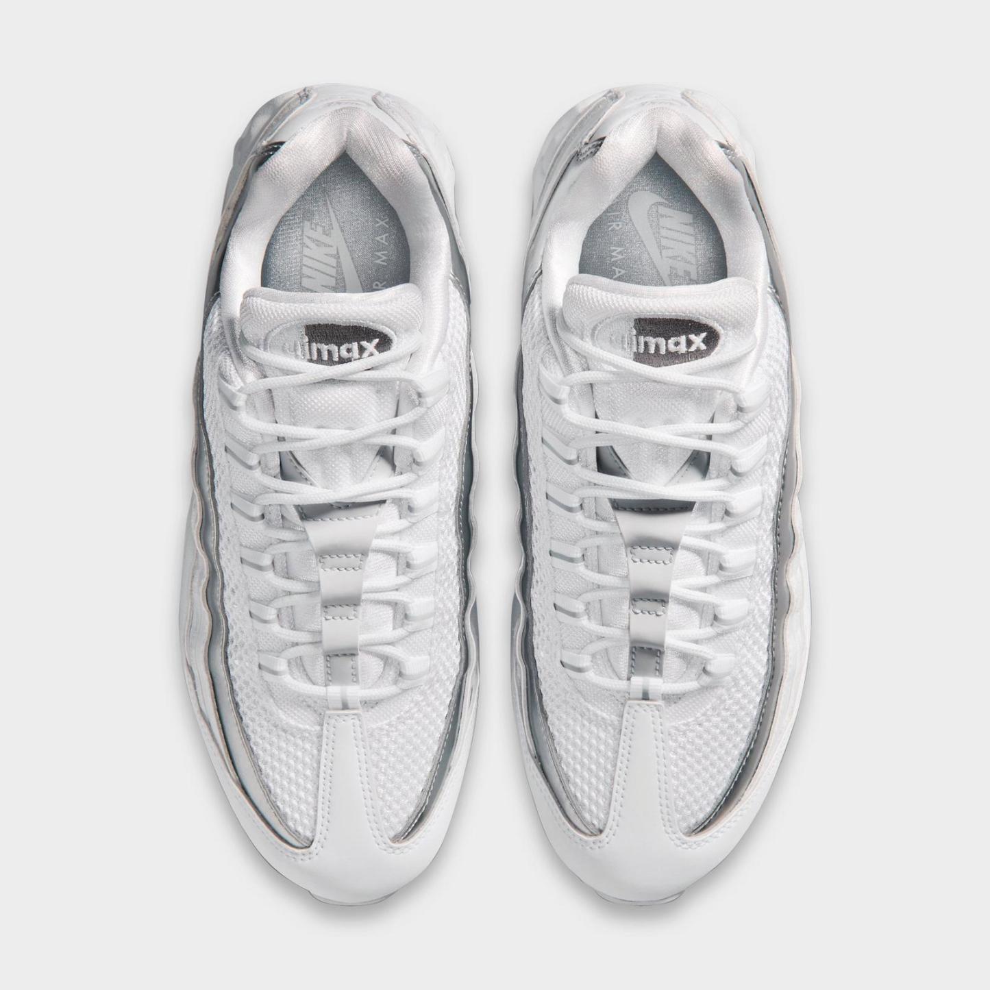 Women's Nike Air Max 95 Big Bubble Casual Shoes - White/Light Charcoal/Metallic Silver/Pure Platinum