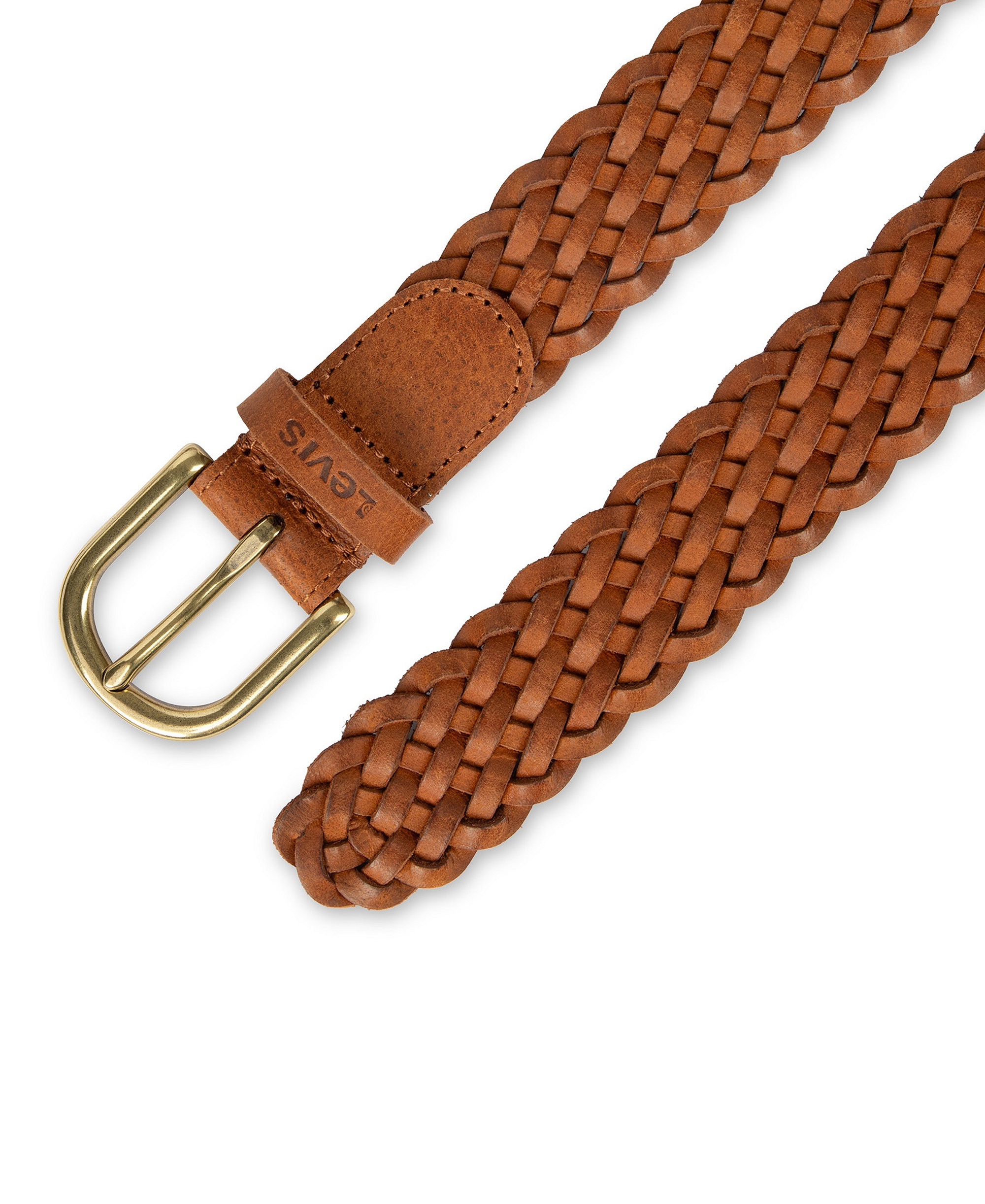 Levi's Women's Fully Adjustable Leather Braided Belt - Tan