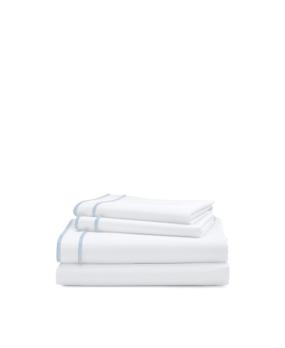 Lauren Ralph Lauren Spencer 300 Thread Count Sateen Border Sheet Set, Queen - Blue Cornflower