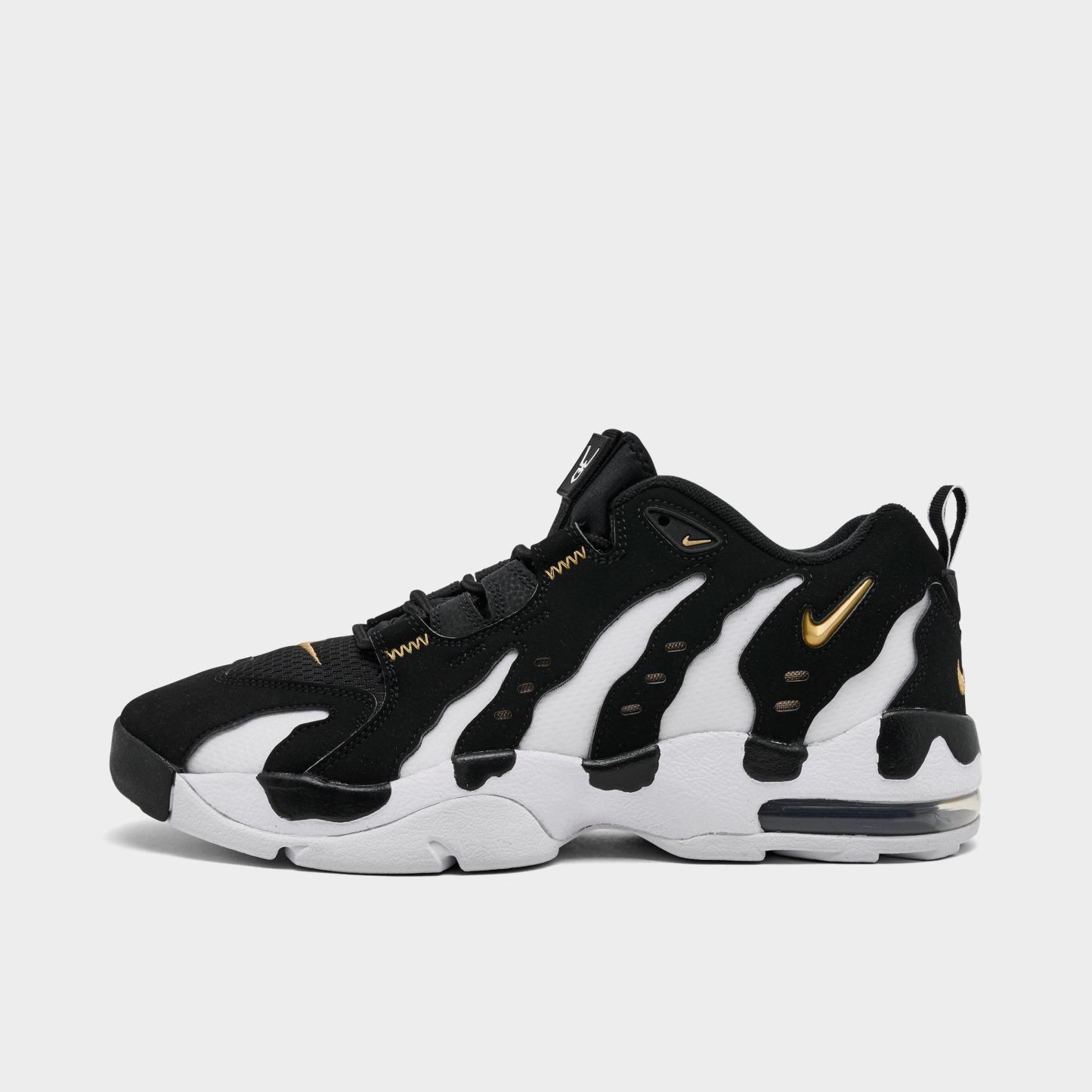 Men's Nithtke Air DT Max '96 Low Casual Shoes - Black/White/Metallic Gold - Left shoe facing left. Outside of the shoe.