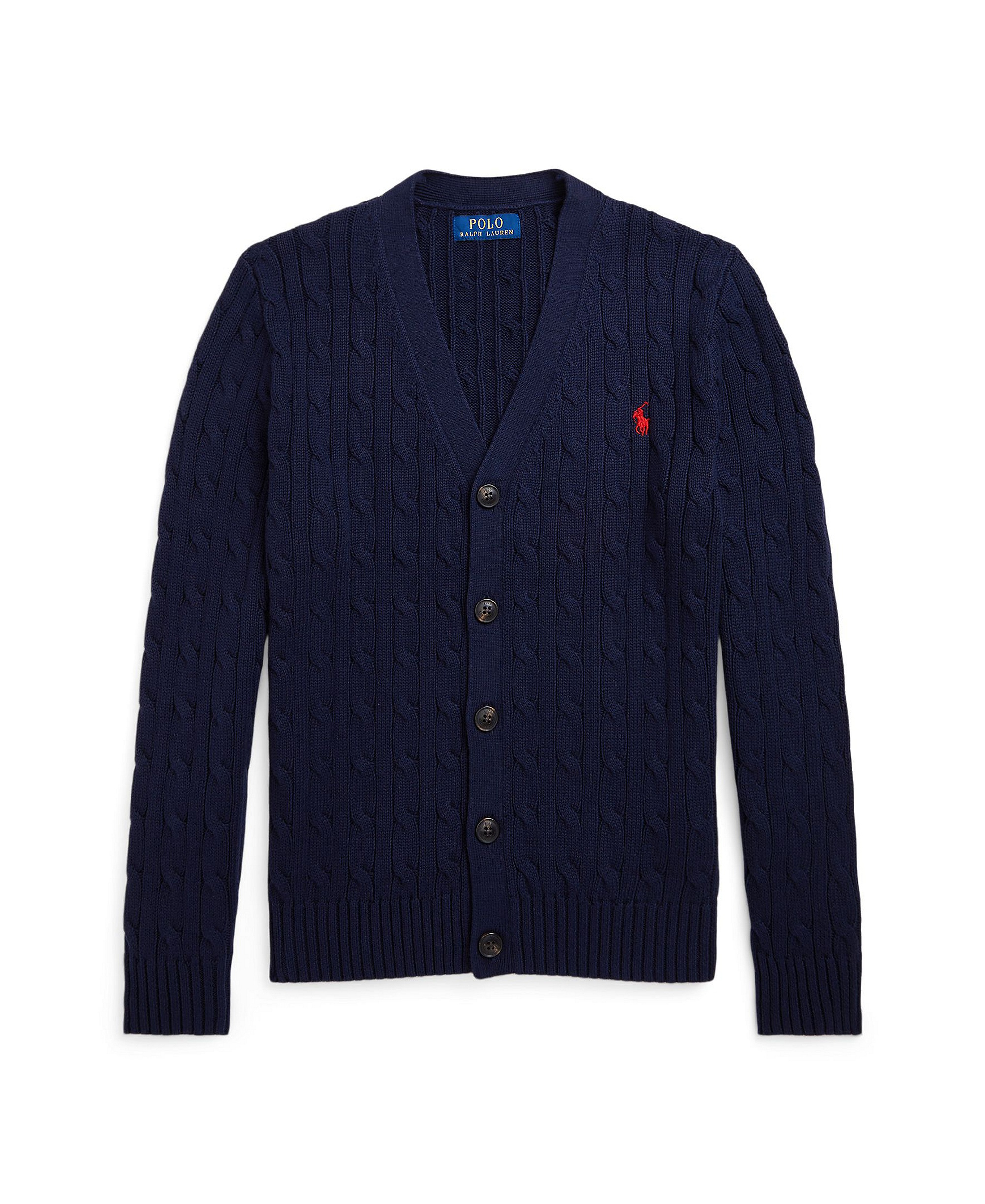 Polo Ralph Lauren Big Boys Cable-Knit Cotton V-Neck Cardigan Sweater - Rl Navy