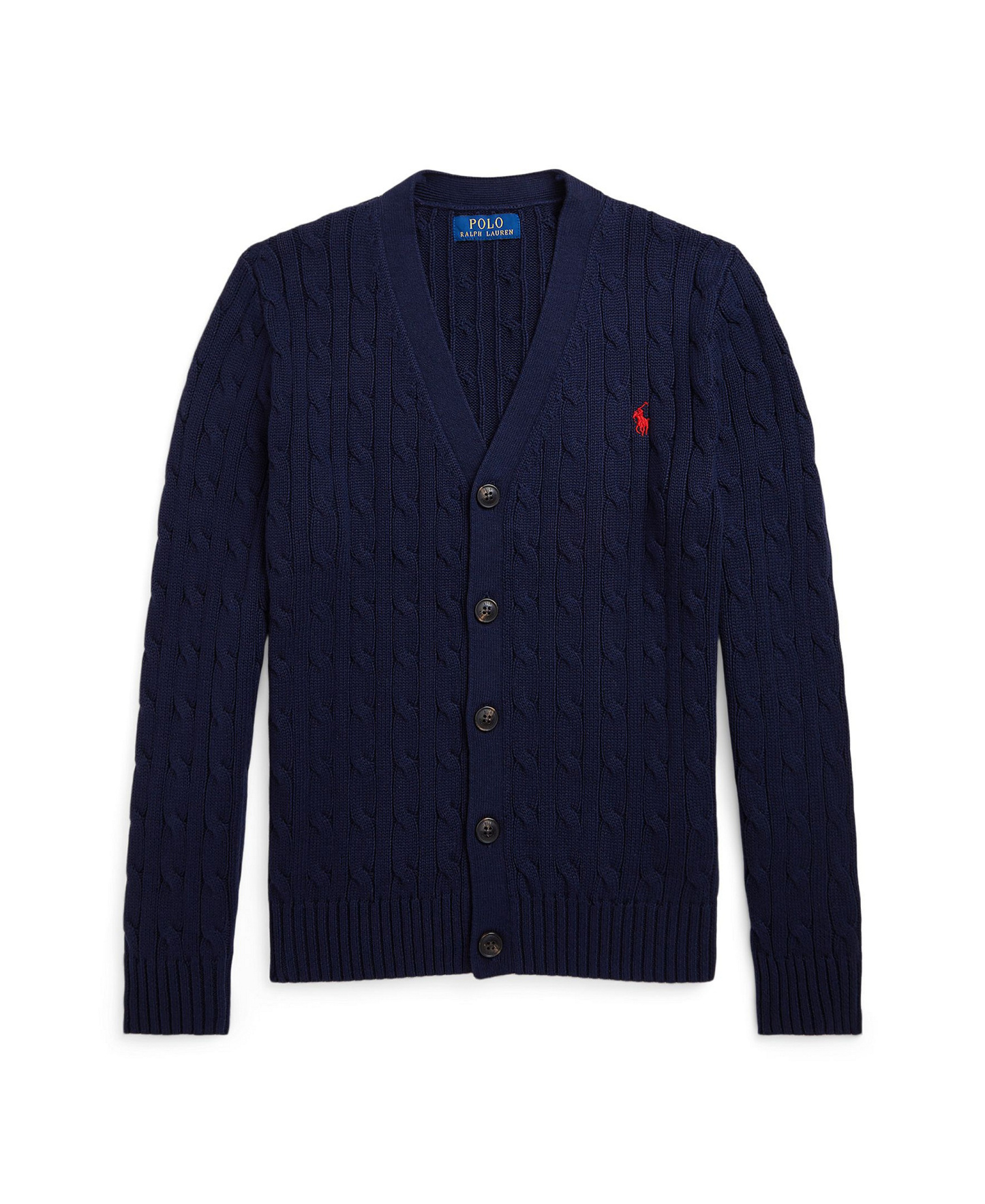 Polo Ralph Lauren Big Boys Cable-Knit Cotton V-Neck Cardigan Sweater - Rl Navy