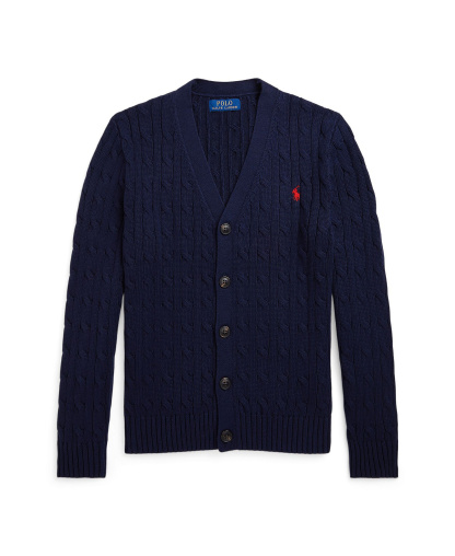 Polo Ralph Lauren Big Boys Cable-Knit Cotton V-Neck Cardigan Sweater - Rl Navy