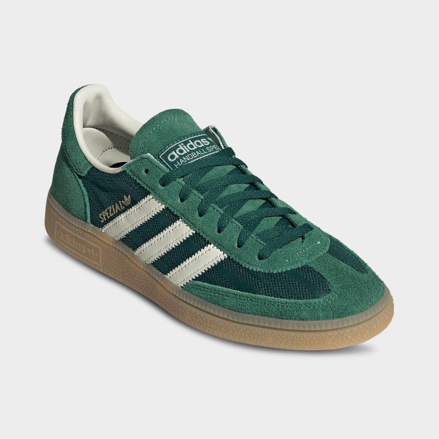 Women's adidas Originals Handball Spezial Casual Shoes - Part 3 - Collegiate Green/Off White/Blanch Green - Both shoes facing left