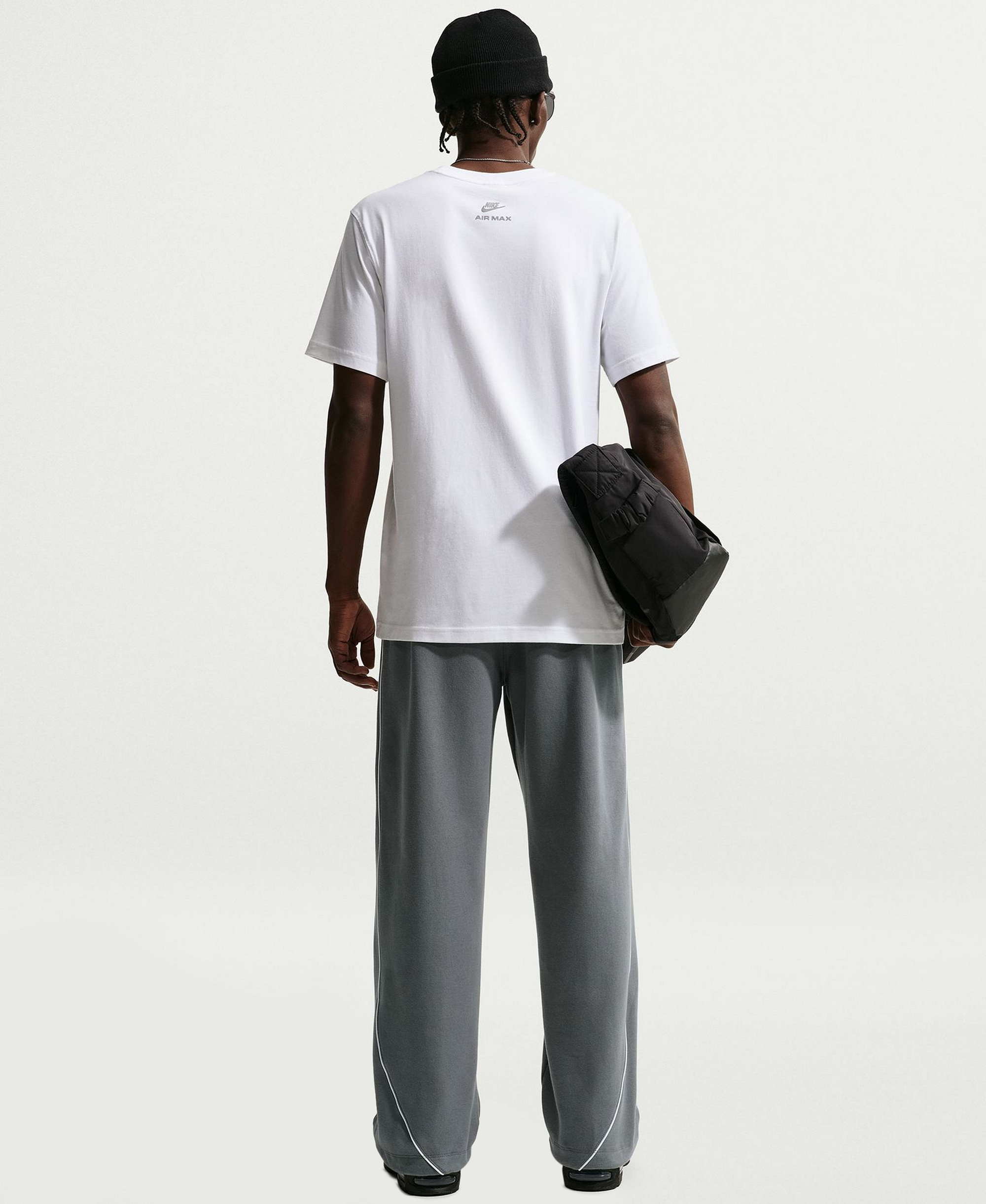 Nike Men's Air Open Hem Fleece Pants - Smoke Gray/White