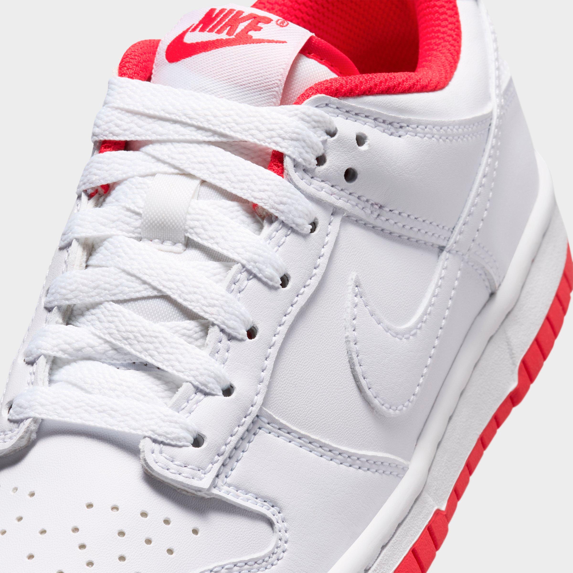 Big Kids' Nithtke Dunk Low Casual Shoes - Part 2 - White/University Red/White - Detail shot