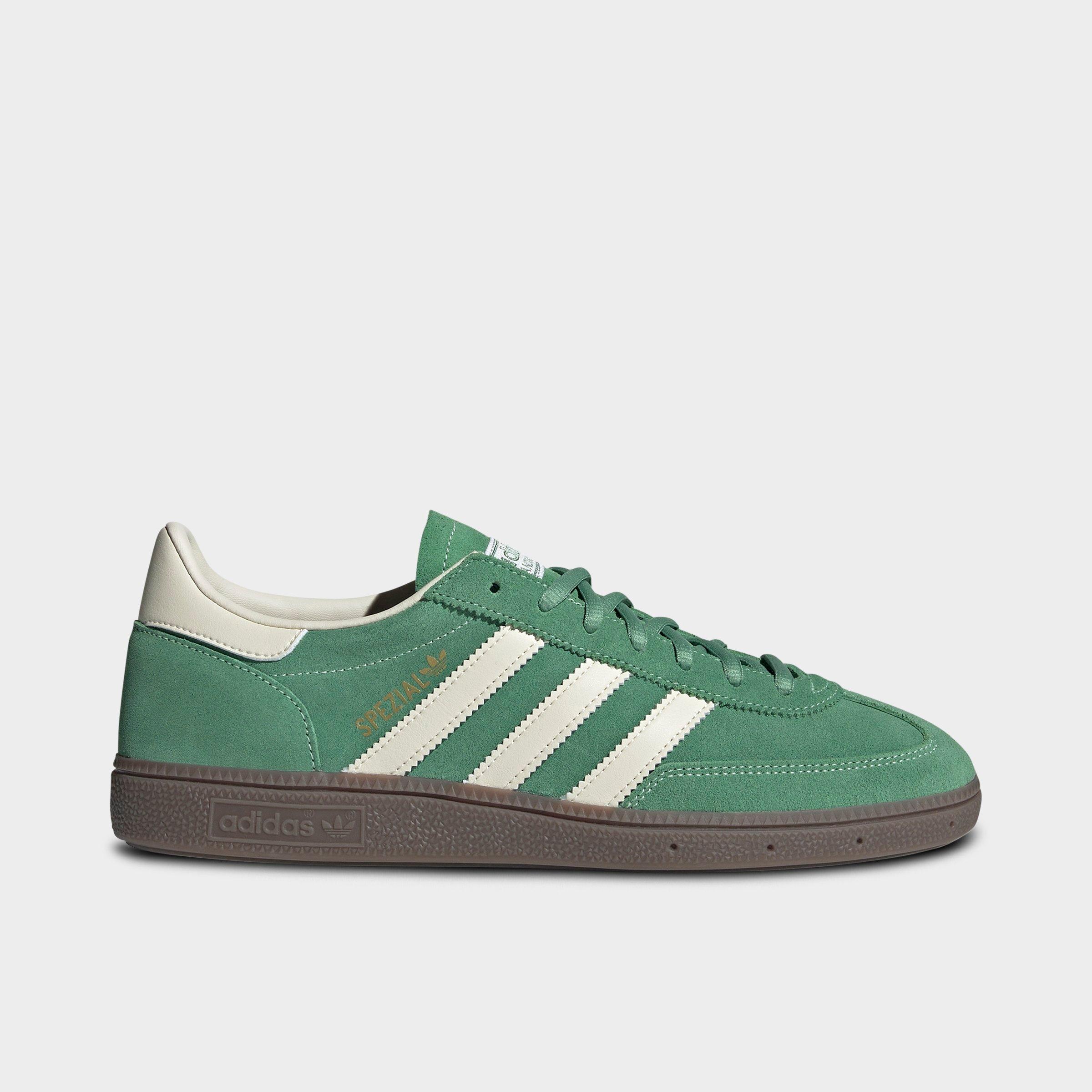 Men's adidas Originals Handball Spezial Casual Shoes - Part 3 - Preloved Green/Cream White/Crystal White - Left shoe facing left. Outside of the shoe.