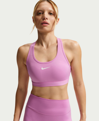 Nike Women's Swoosh Padded Sports Bra - Light Magenta