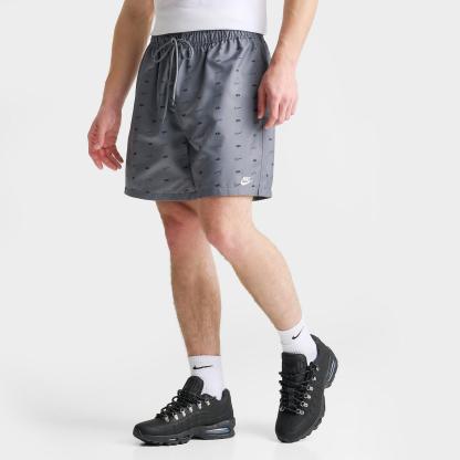 Men's Nike Sportswear Club Monogram Woven Flow Shorts - Smoke Grey/Black