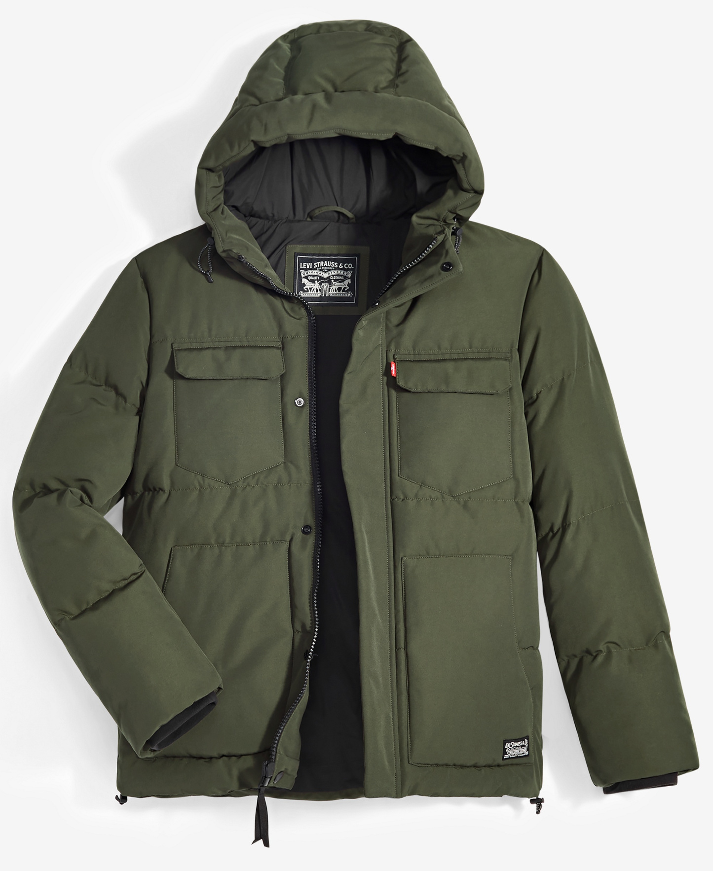 Levi's Men's Quilted Hooded Puffer Jacket - Olive