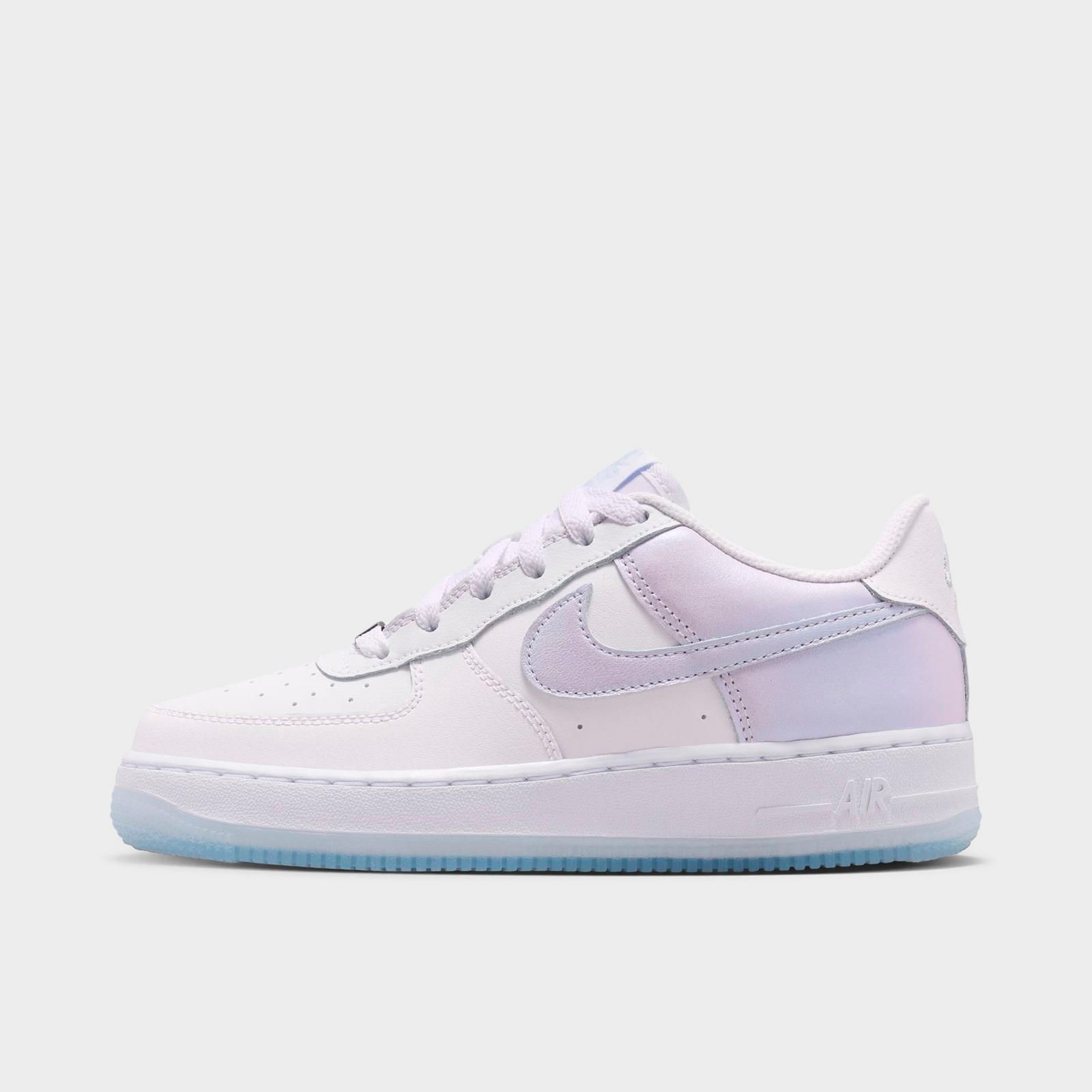 Big Kids' Nike Air Force 1 Low Casual Shoes - White/Blue Tint/Metallic Silver