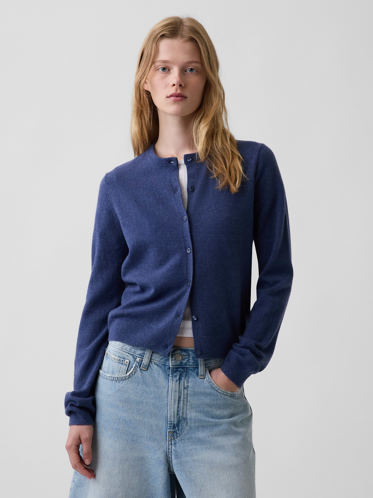 CashSoft Crop Cardigan - Sargassus blue