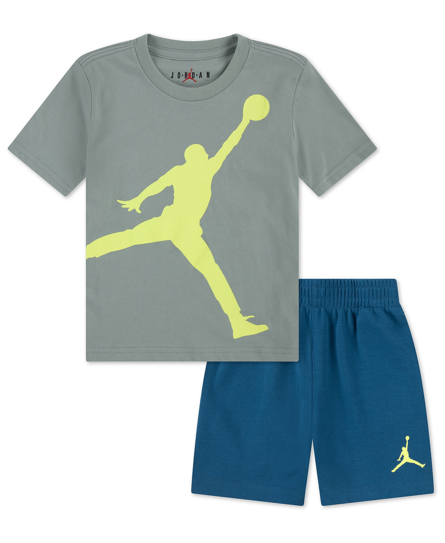 Jordan Boys' 2T-4T Jumbo Jumpman T-Shirt and Shorts, 2-Piece Set - Green Abyss