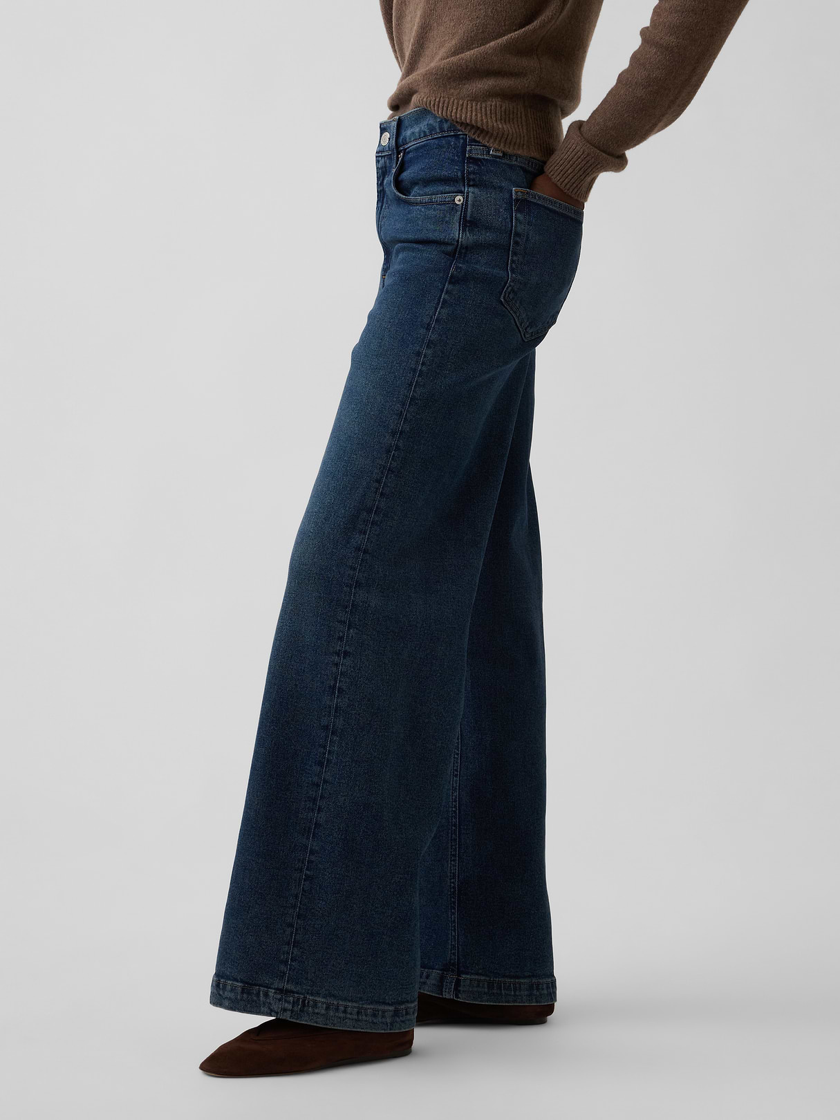 High Rise Stride Wide-Leg Jeans - Dark tint wash