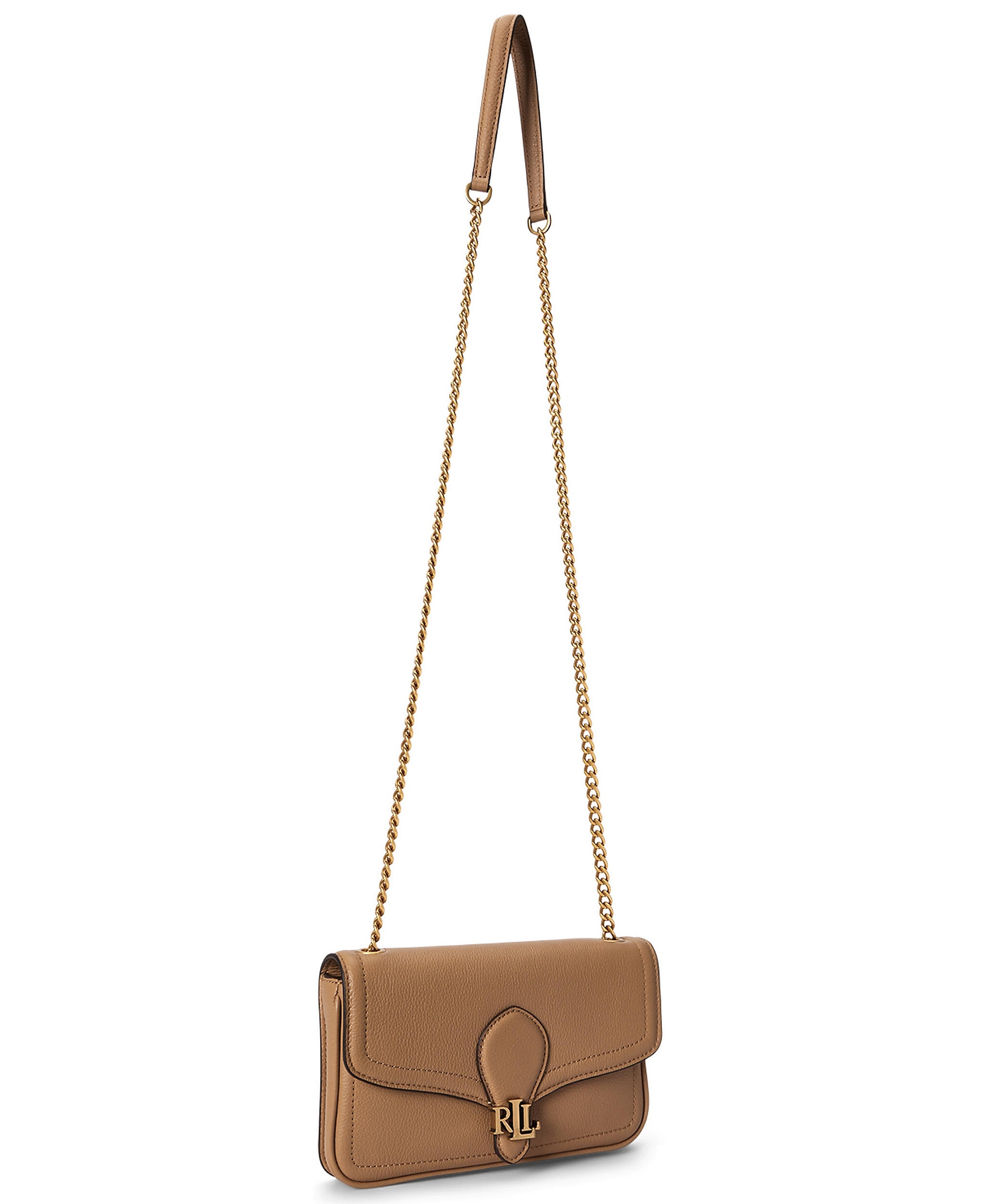 Lauren Ralph Lauren Bradley Small Pebbled Leather Crossbody Wallet - Camel