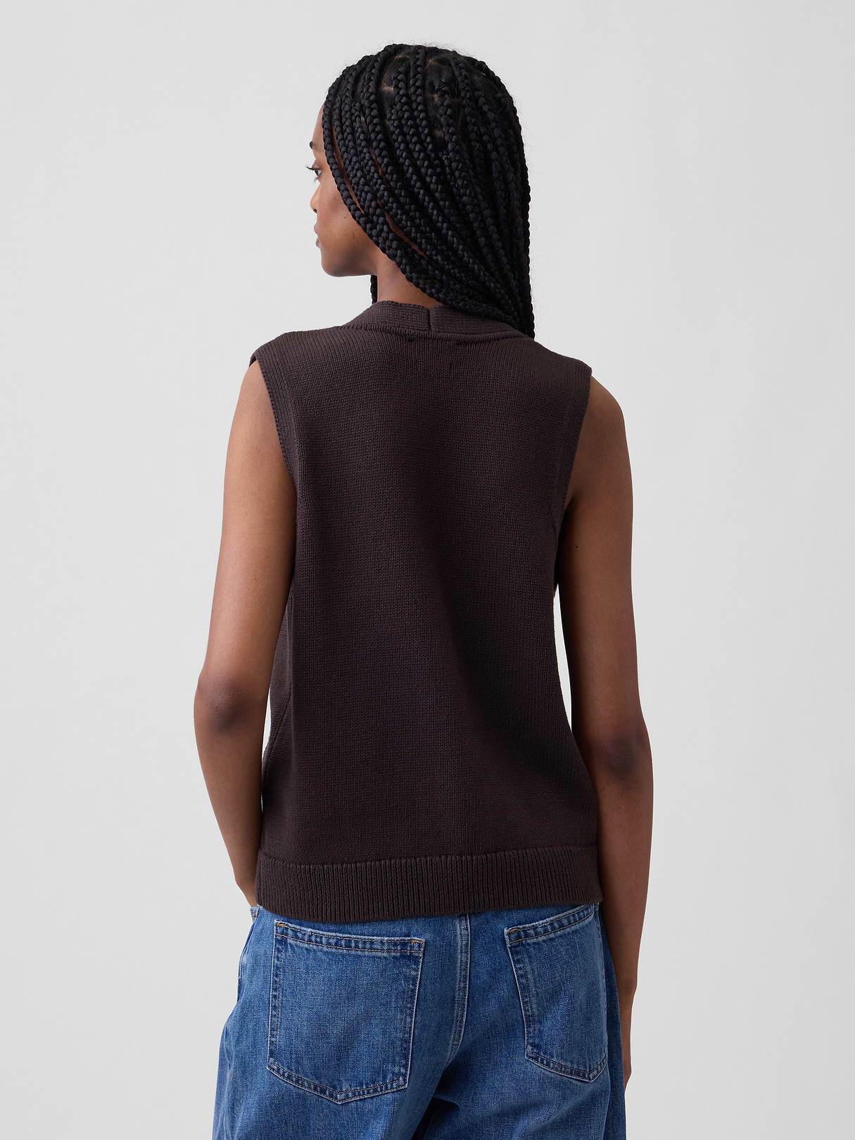 100% Cotton Pocket Sweater Vest - Terra brown