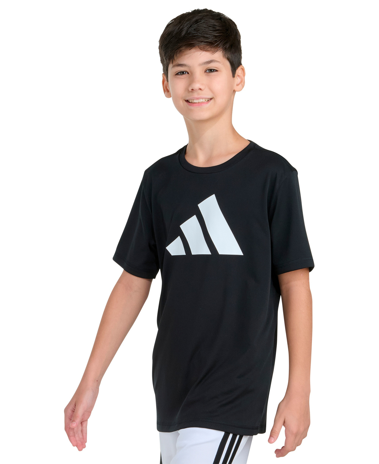 adidas Boys' 8-20 Graphic Print Crewneck T-Shirt - Black