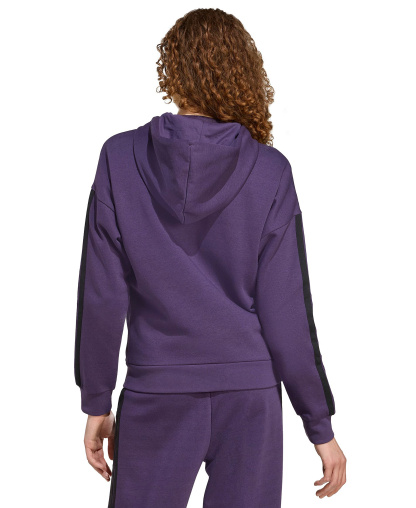 adidas Women's 3-Stripe Fleece Full-Zip Hoodie - Aurora Plum/black