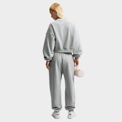 Women's Nithtke Studio Fleece Medium Weight Oversized Cropped Crewneck Sweatshirt - Dark Grey Heather/Sail