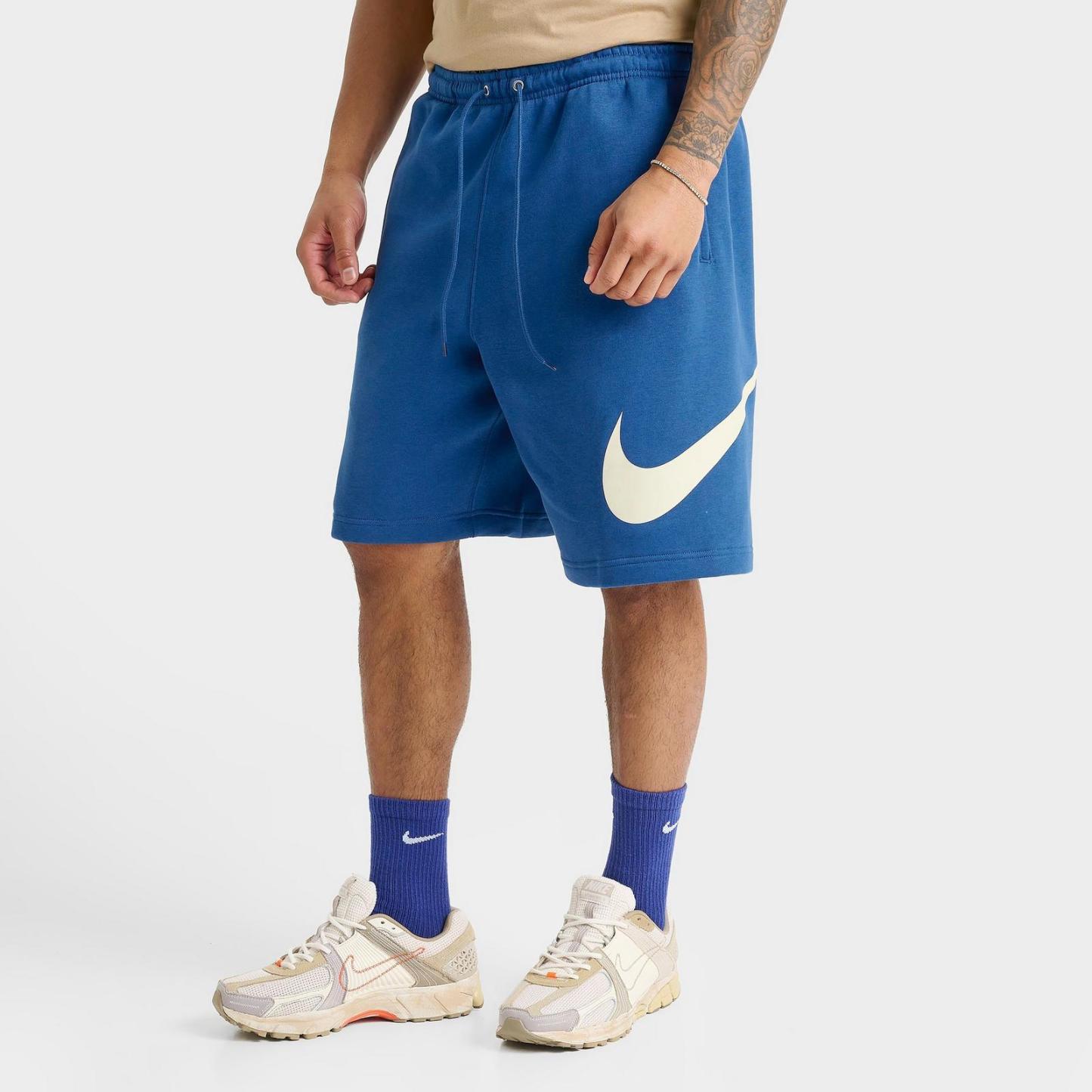Men's Nike Club Fleece Swoosh Graphic Shorts - Court Blue/Court Blue/Light Khaki