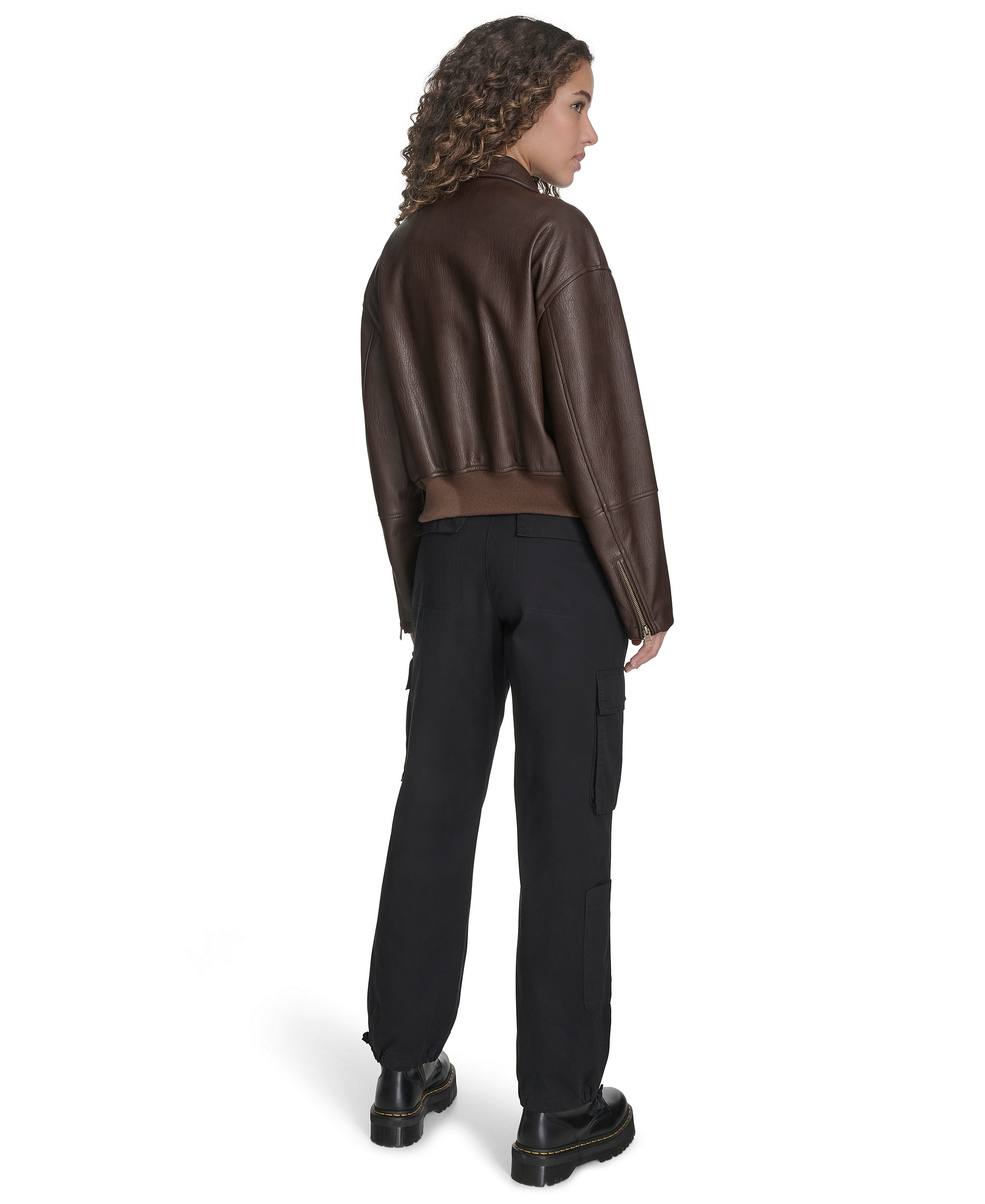 Levi's Women's Faux Leather Lightweight Bomber Jacket - Dark Brown
