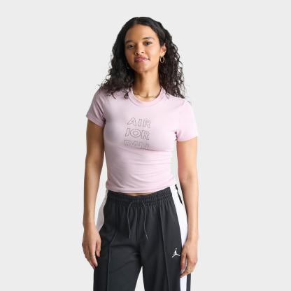 Women's Jordan Brooklyn Rhinestone Graphic T-Shirt - Iced Carmine/White - view 1