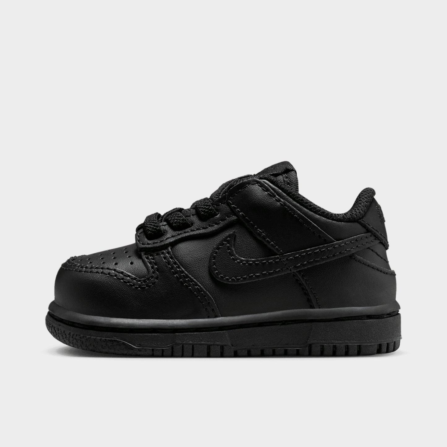 Kids' Toddler Nithtke Dunk Low Casual Shoes - Black/Black/Black - Left shoe facing left. Outside of the shoe.