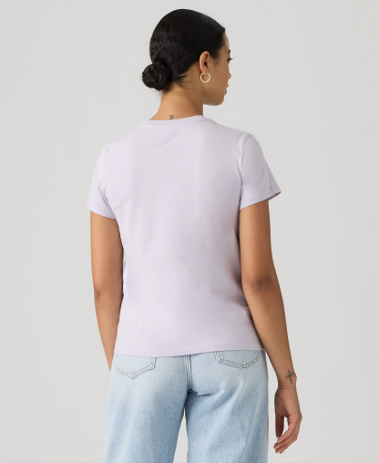 Levi's Women's Perfect Graphic Logo Cotton T-Shirt - Serif Stud Outline Lavender Blue