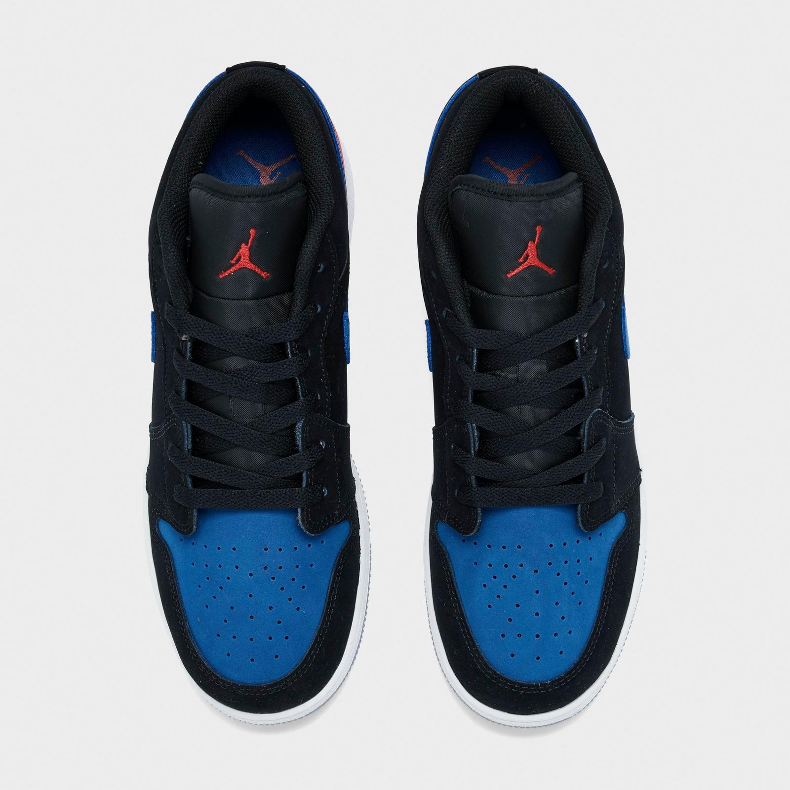 Big Kids' Air Jordan Retro 1 Low Casual Shoes - Black/Summit White/True Blue/University Red - view 5