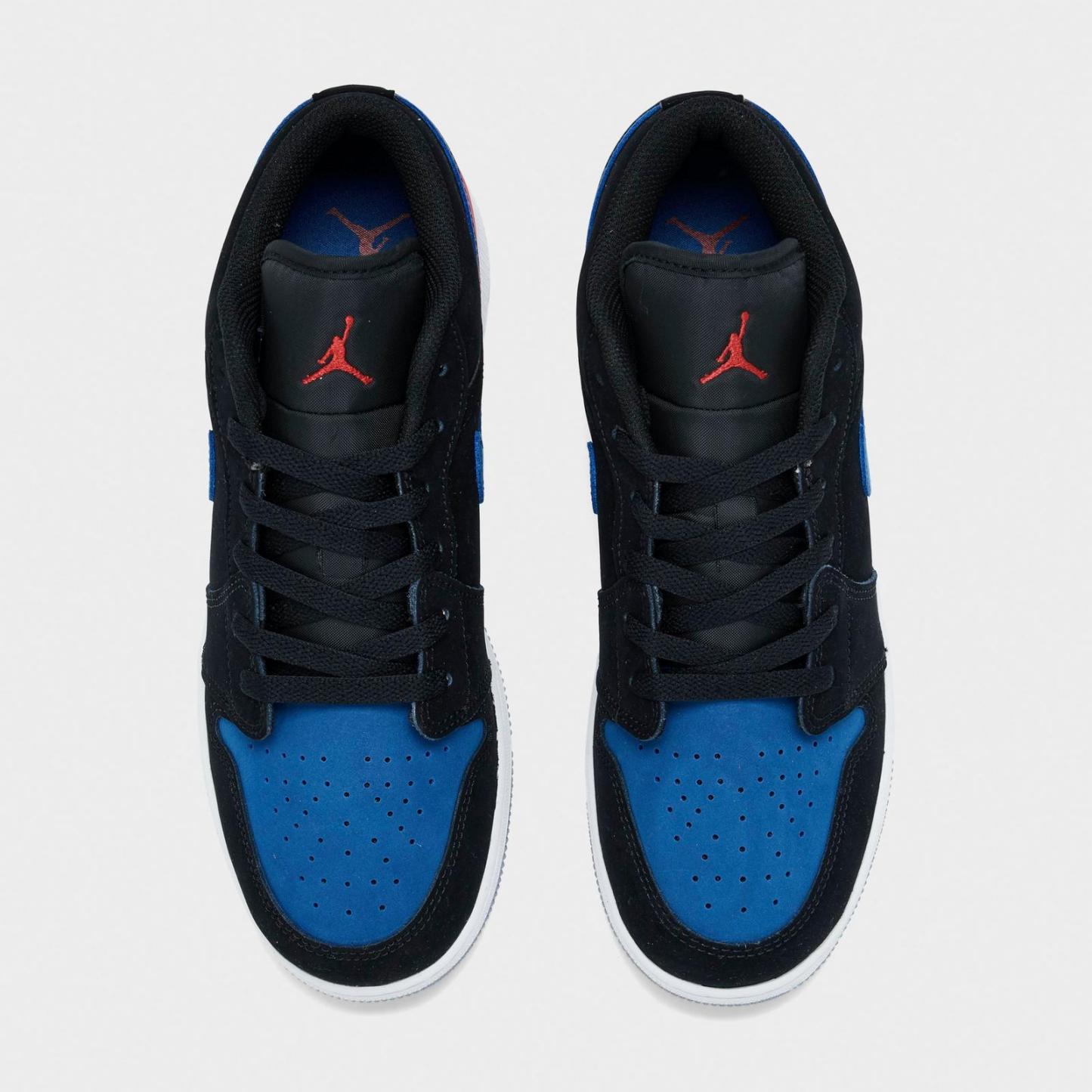 Big Kids' Air Jordan Retro 1 Low Casual Shoes - Black/Summit White/True Blue/University Red - view 5