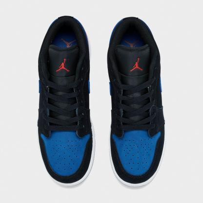 Big Kids' Air Jordan Retro 1 Low Casual Shoes - Black/Summit White/True Blue/University Red - view 5