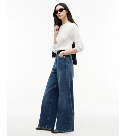 Tommy Hilfiger Women's Indie High-Rise Wide-Leg Jeans - Vin