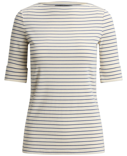 Lauren Ralph Lauren Women's Striped Boat Neck Top - Mas Cream/Inky Blue