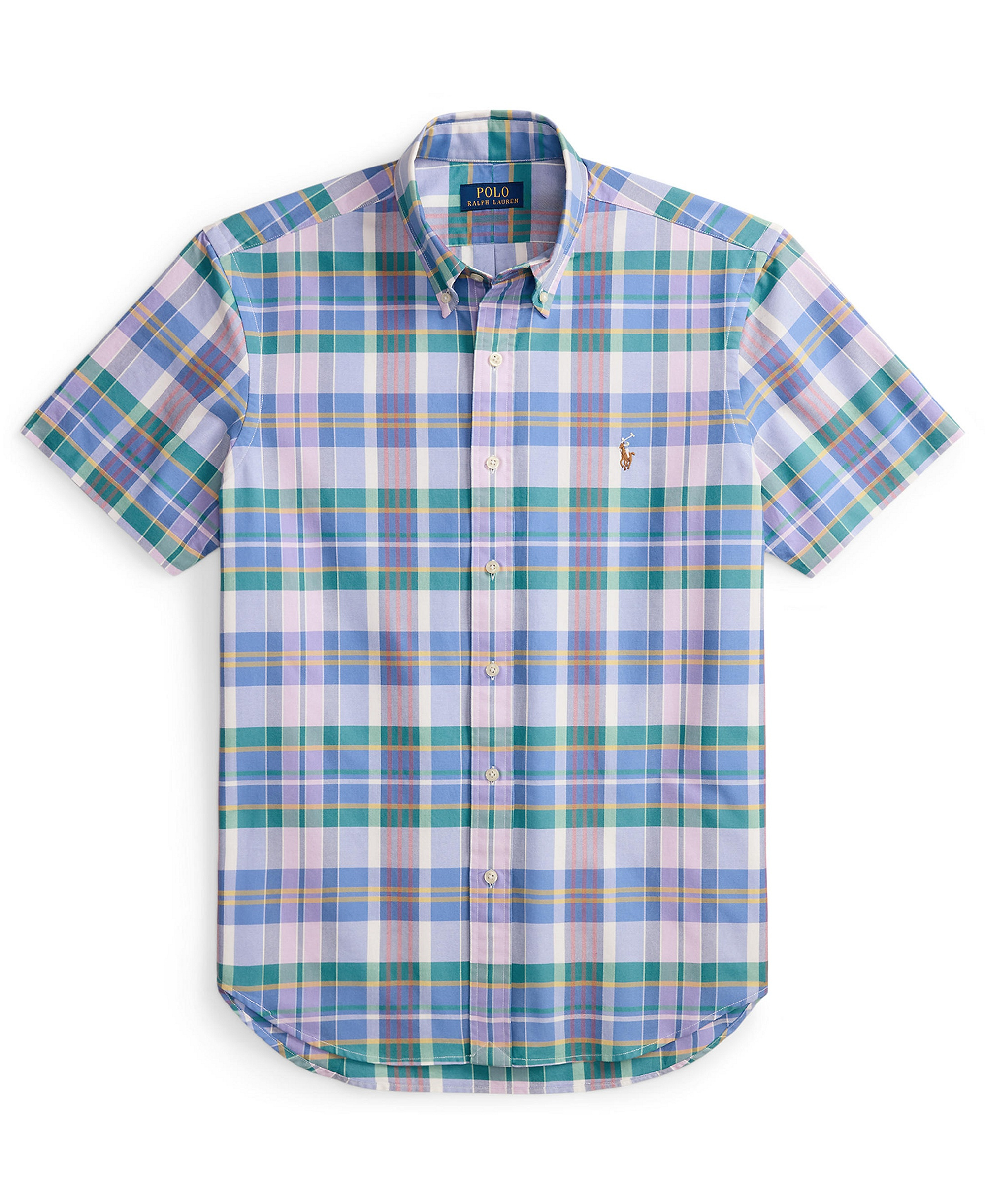 Polo Ralph Lauren Men's Classic-Fit Short-Sleeve Oxford Shirt - White Jewel Blue Multi