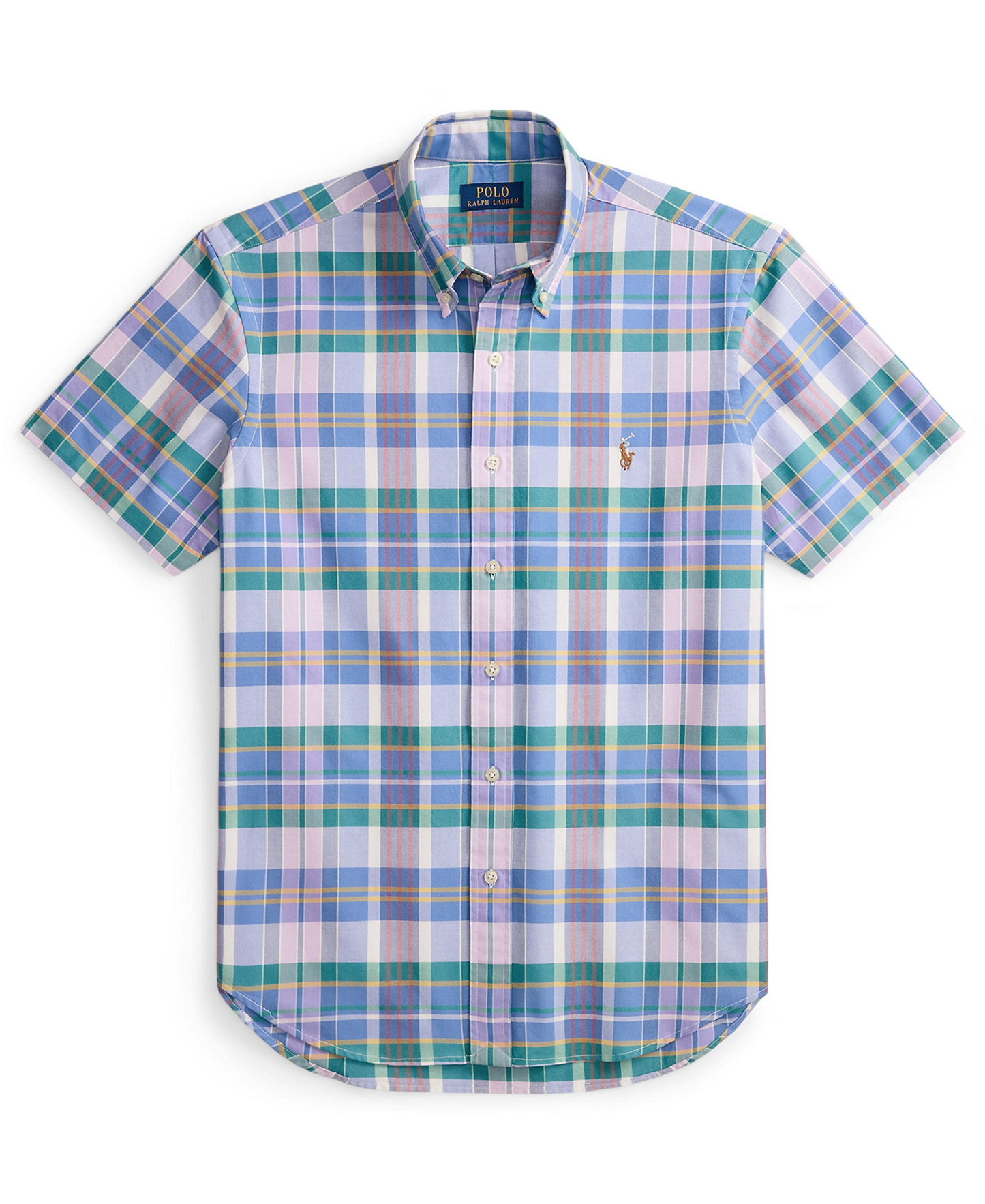 Polo Ralph Lauren Men's Classic-Fit Short-Sleeve Oxford Shirt - White Jewel Blue Multi