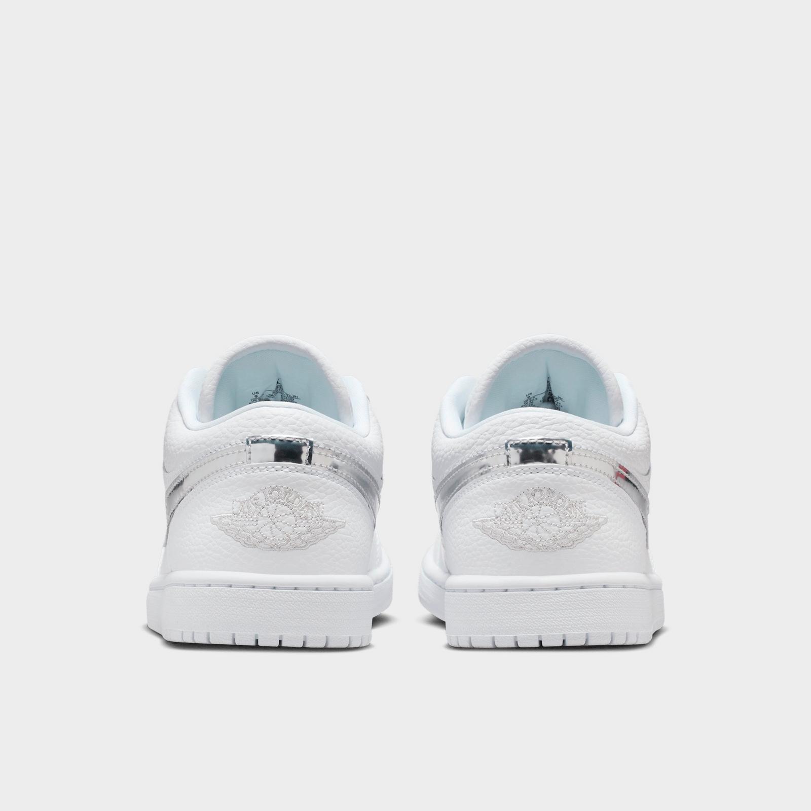 Women's Air Jordan 1 Low LE Casual Shoes - White/White/Metallic Silver/White - view 4