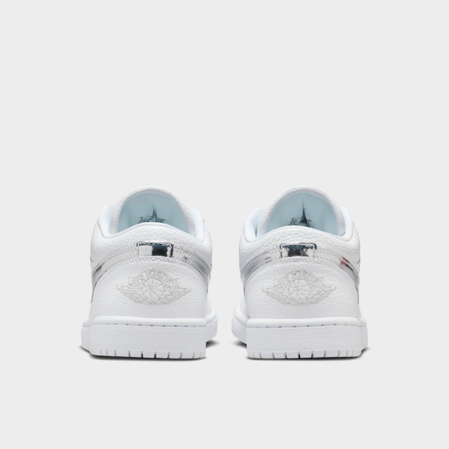 Women's Air Jordan 1 Low LE Casual Shoes - White/White/Metallic Silver/White - view 4