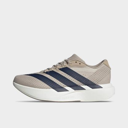 Men's adidas Adizero Pacer Running Shoes - Khaki/Night Indigo/Core White - Left shoe facing left. Outside of the shoe.