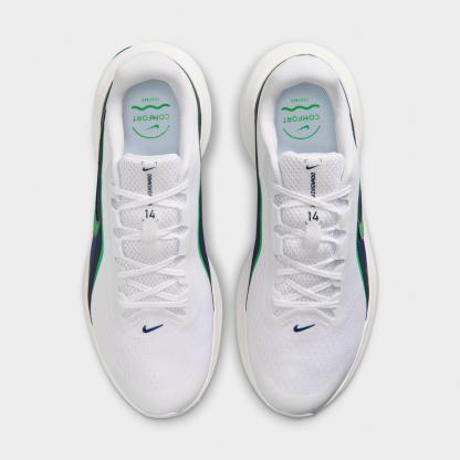 Men's Nithtke Downshifter 14 Running Shoes - White/Midnight Navy/Summit White/Green Spark - Top view