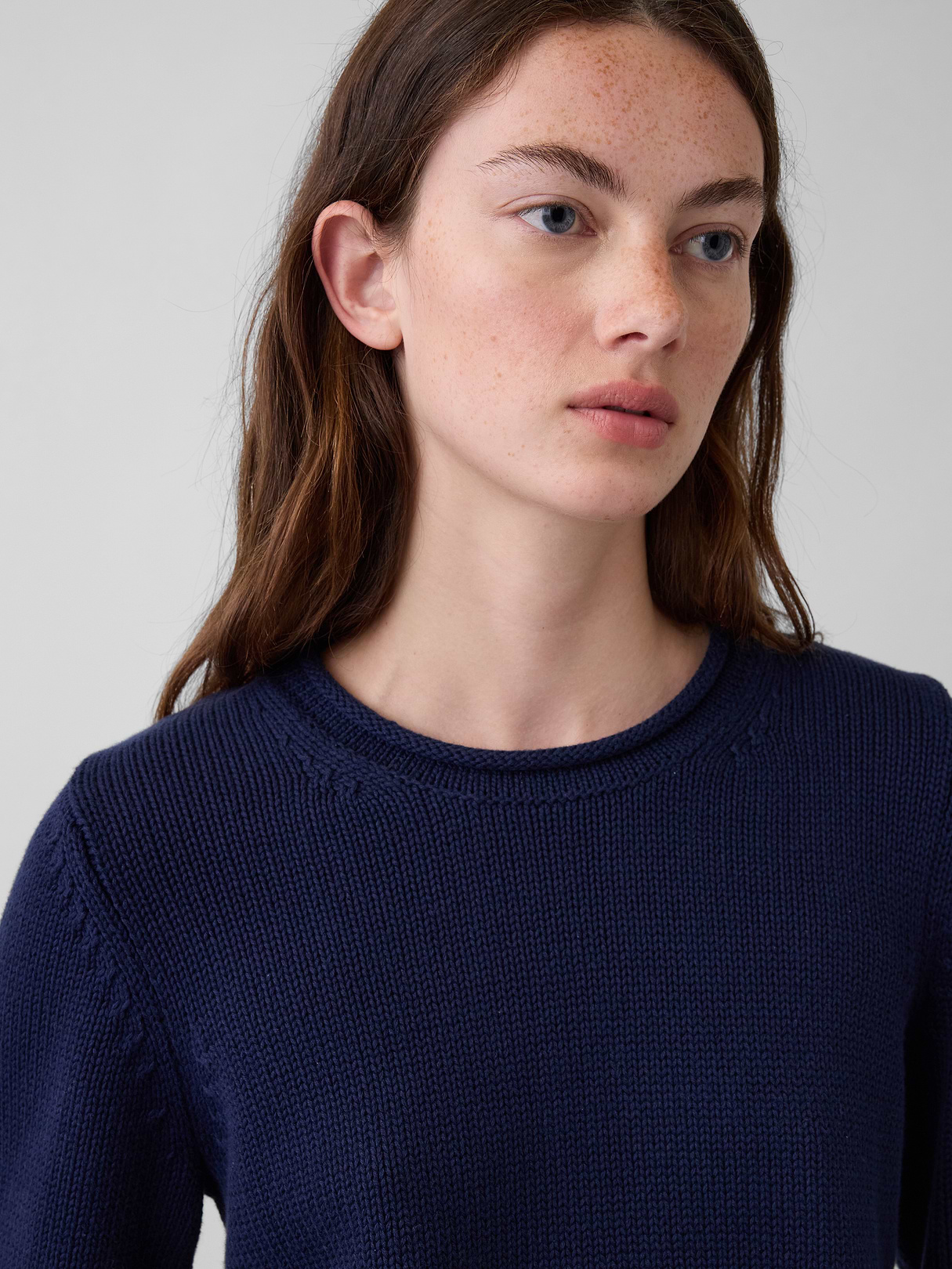 100% Cotton Rollneck Sweater - Tapestry navy blue