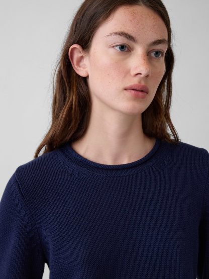 100% Cotton Rollneck Sweater - Tapestry navy blue