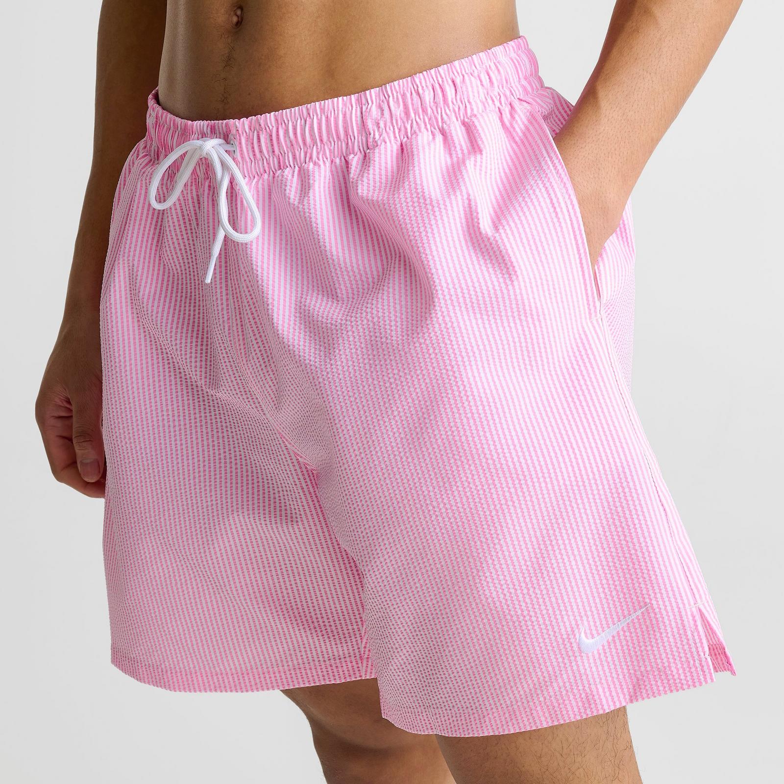 Men's Nike Swim Breaker Seersucker Ripple Brief-Lined 7" Volley Shorts - Pink Glow