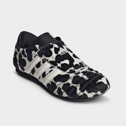 Women's adidas Originals Taekwondo Cow Print Casual Shoes - Core Black/Off White - Both shoes facing left