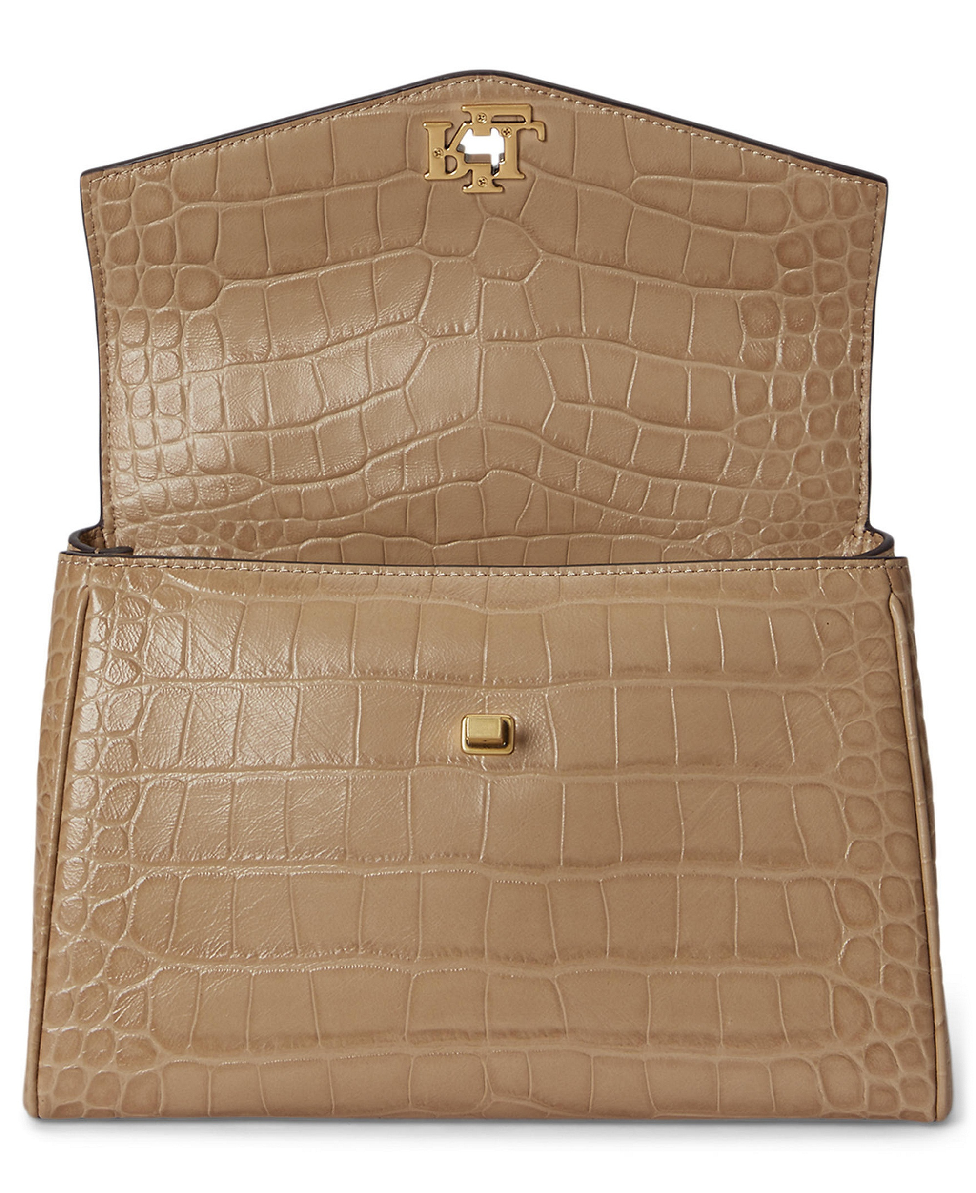 Lauren Ralph Lauren Farrah Embossed Small Soft Satchel Handbag - Tan