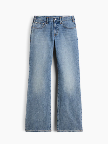 Mid Rise Relaxed Flare Jeans - Medium wash
