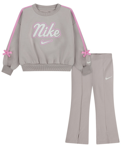 Nike Girls' 4-6X Juxta-Girl Bow Stripe Top and Leggings, 2-Piece Set - Moon Particle