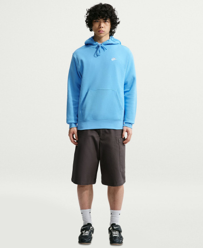 Nike Men's Club Pullover Fleece Hoodie Logo - Football Blue/White