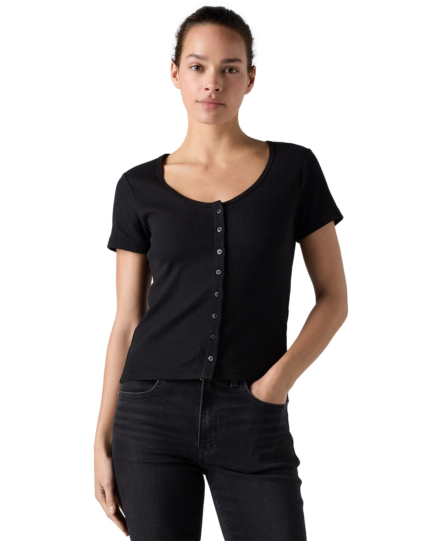 Levi's Women's Austen Button-Up Short-Sleeve Top - Anthracite Night