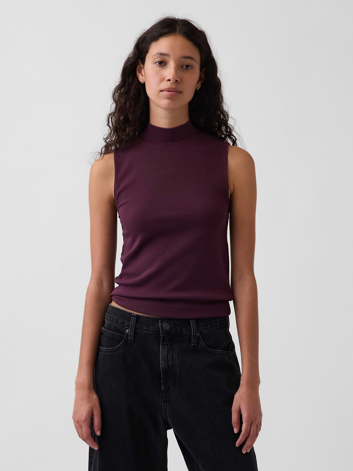 Modern Mockneck Tank Top - Burgundy bordeaux