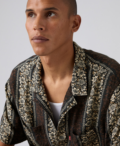 Levi's Men's Relaxed-Fit Camp Collar Shirt - Brown/Beige